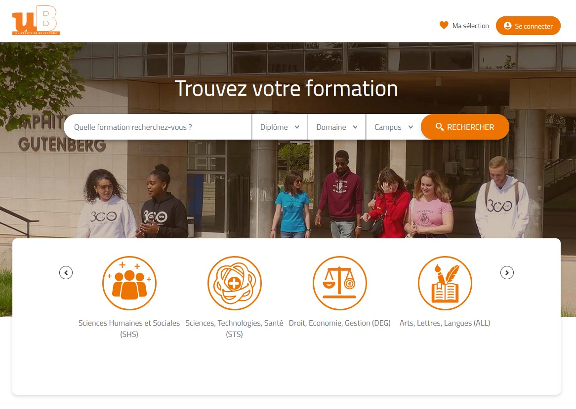 Site web de l'université de Bourgogne uB pour des informations sur les formations pour une bonne orientation dès la rentrée 2024-2025