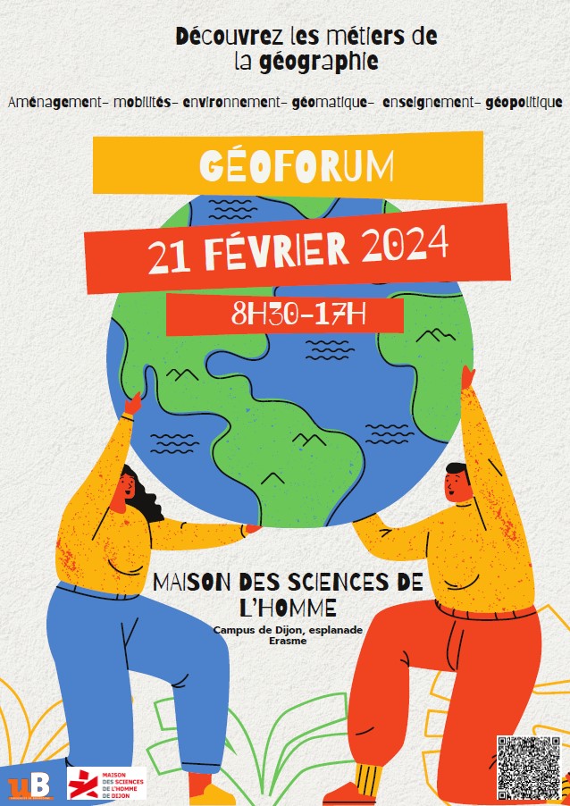 Affiche de la 14e édition du Géoforum : présentation des métiers de la géographie